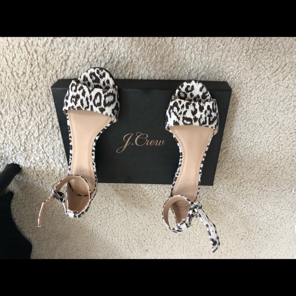 J.Crew Laila Leopard Wedges with adjustable Ankle strap. size 6.5 - Picture 3 of 5